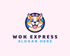 Pet Dog Ribbon Grooming logo design