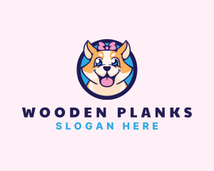 Pet Dog Ribbon Grooming logo design