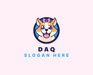 Cartoon - Pet Dog Ribbon Grooming logo design