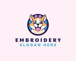 Pet Dog Ribbon Grooming logo design