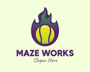 Flame Tennis Ball logo design