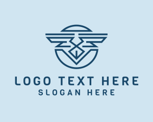 Office - Geometric Monoline Wings logo design