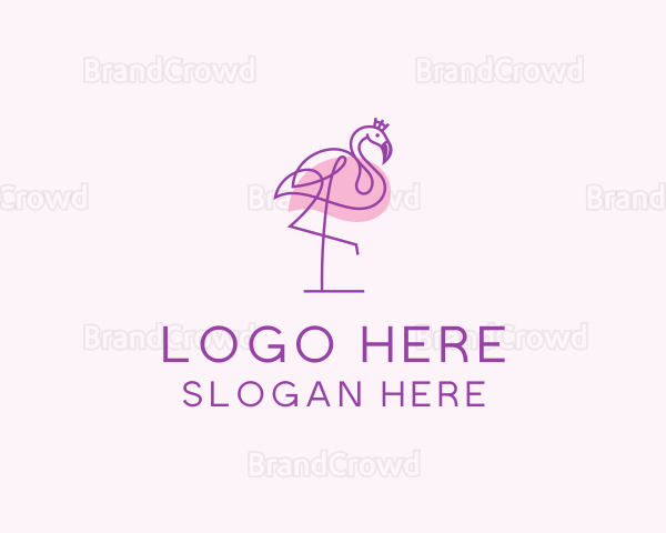 Princess Flamingo Monoline Logo