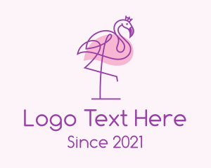 Pink - Princess Flamingo Monoline logo design