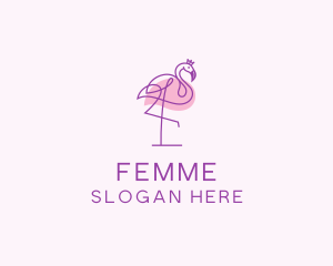 Princess Flamingo Monoline  logo design