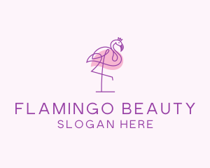 Flamingo - Princess Flamingo Monoline logo design