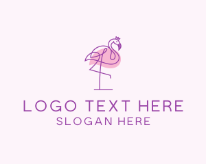 Pink Flamingo - Princess Flamingo Monoline logo design