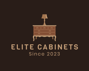 Cabinet - Antique Drawer Cabinet Lamp logo design
