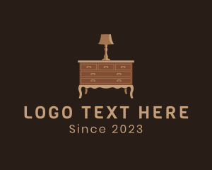 Office Furniture - Antique Drawer Cabinet Lamp logo design