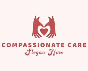 Caring - Valentine Heart Hands logo design