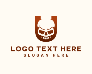 Lettermark - Spooky Skull Letter U logo design