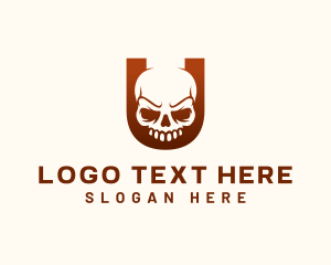 Spooky Skull Letter U Logo