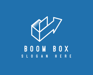 Package Box Delivery Arrow logo design