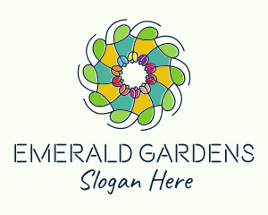 Ornamental Flower Stained Glass logo design