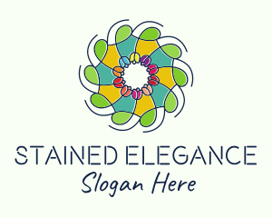 Ornamental Flower Stained Glass logo design