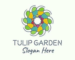 Tulips - Ornamental Flower Stained Glass logo design