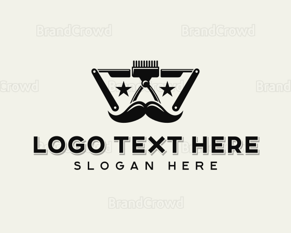 Barber Mustache Razor Logo