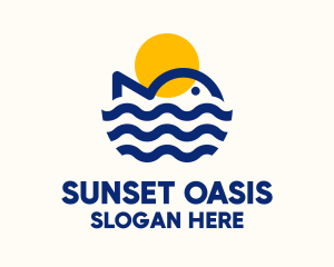 Blue Fish Sunset logo design