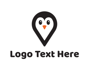 Map - Penguin Location Pin logo design