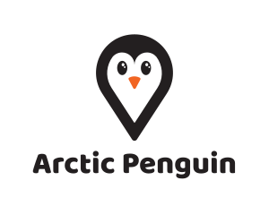 Penguin Location Pin logo design