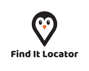 Penguin Location Pin logo design