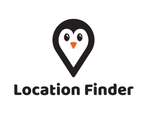 Penguin Location Pin logo design