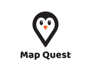 Penguin Location Pin logo design