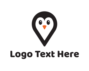 Pin - Penguin Location Pin logo design
