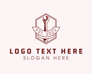 Labourer - Hipster Wrench Tool logo design