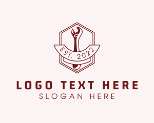 Bronze - Hipster Wrench Tool logo design