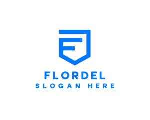 Modern Geometric Shield Letter F logo design