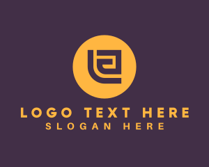 Round - Golden Elegant Letter E logo design