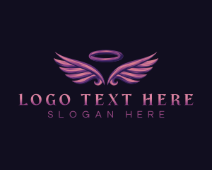 Heaven - Wings Angel Halo logo design
