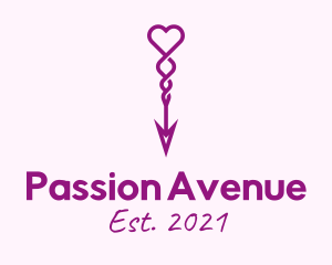 Passion - Purple Heart Arrow logo design