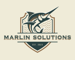 Marlin Seafood Fisherman logo design