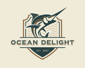 Marlin Seafood Fisherman logo design