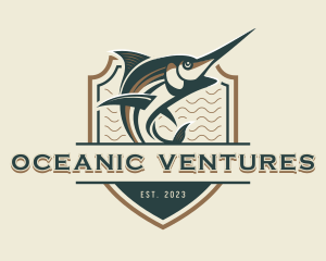 Marlin Seafood Fisherman logo design