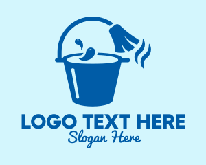 Bucket - Blue Mop Bucket logo design