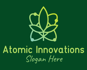 Atom Leaf Plant logo design