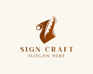 Sign - Scroll Quill Author logo design