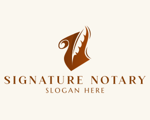 Notary - Scroll Quill Author logo design