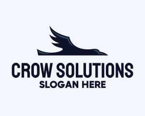 Crow - Flying Crow Raven logo design