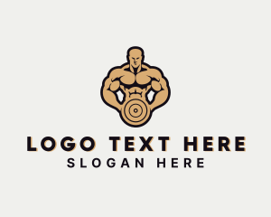 Muscular - Strong Bodybuilder Gym logo design
