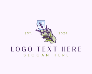 State Outline - California Lavender Flower logo design