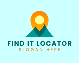 Mountain Sun Location Pin logo design