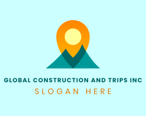 Travel - Mountain Sun Location Pin logo design