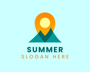 Mountain Sun Location Pin logo design