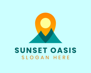 Mountain Sun Location Pin logo design