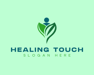 Wellness Human Leaf logo design