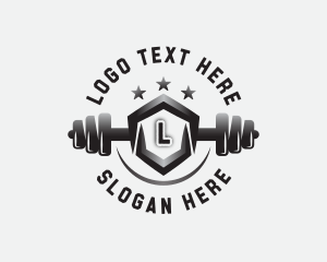 Workout - Barbell Gym Equipment logo design